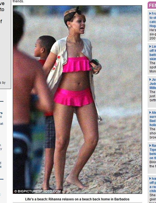 Seksowna Rihanna na plaży w bikini