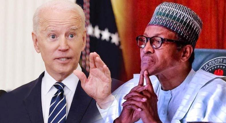 President Joe Biden of the United States of America and President Muhammadu Buhari of Nigeria. (Punch)