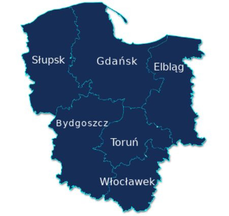 Obszar podległy Prokuraturze Regionalnej w Gdańsku