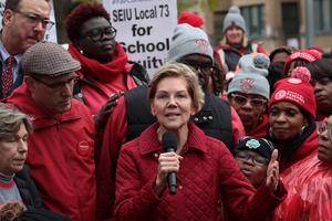 Presidential Candidate Elizabeth Warren Visits Chicago Teachers On Strike