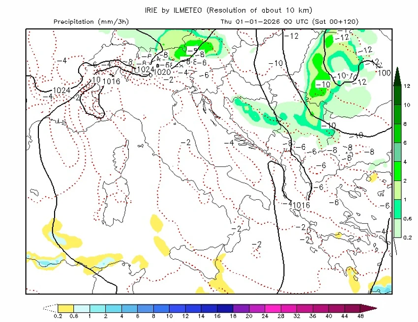 Mapa snega prvog dana Nove godine