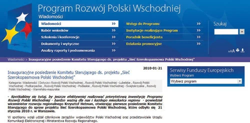 Projekt podłączenia do sieci zaniedbanych regionów Polski ma być realizowany w ramach programu Rozwój Polski Wschodniej. Ale na razie inwestycja mocno kuleje