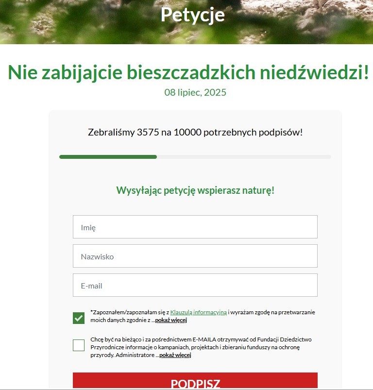 Petycja: nie zabijajcie bieszczadzkich niedźwiedzi