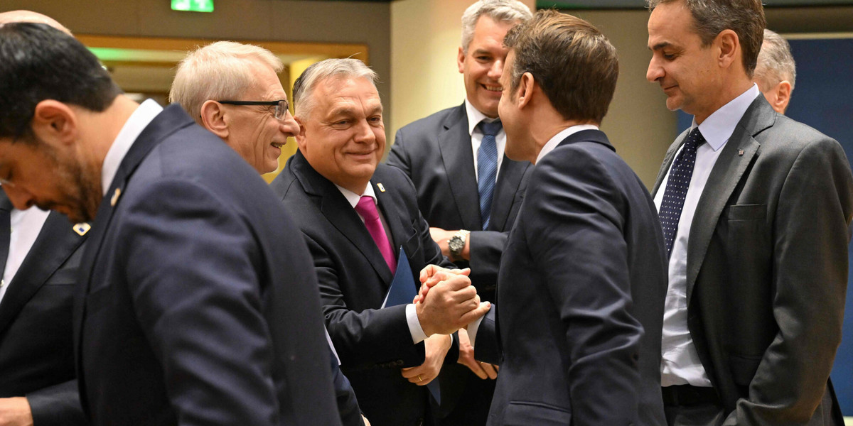 Premier Węgier Viktor Orban podczas posiedzenia Rady Europejskiej. Bruksela, 14 grudnia 2023 r.