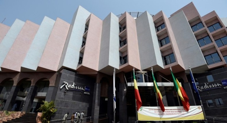 A picture taken on February 18, 2016 shows a general view of the Radisson Blu hotel in Bamako renovated three months after a deadly attack that left 19 people dead