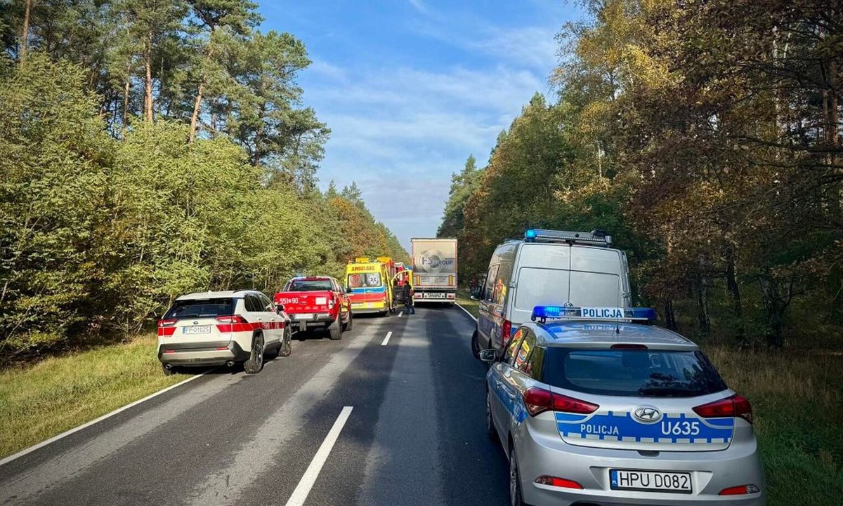 Samochody stojące na drodze krajowej nr 10