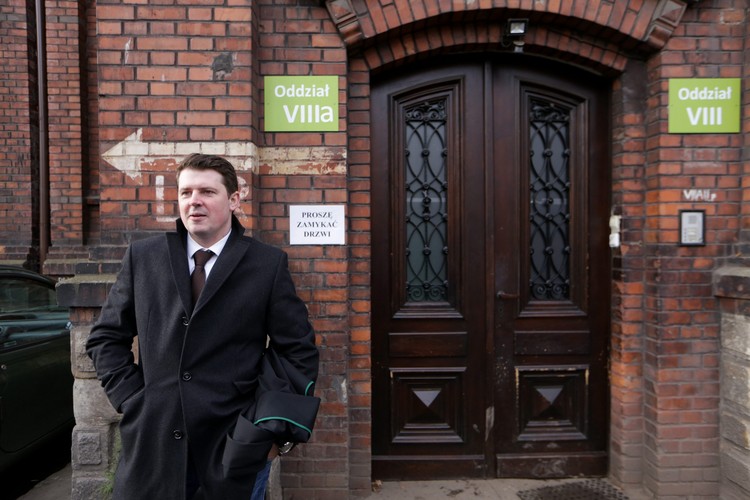 Mecenas Piotr Wojtaszak obronca Feliksa Meszki podczas rozprawy sadowej