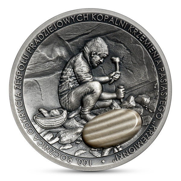 Moneta wydana z okazji 100. rocznicy odkrycia Krzemionek