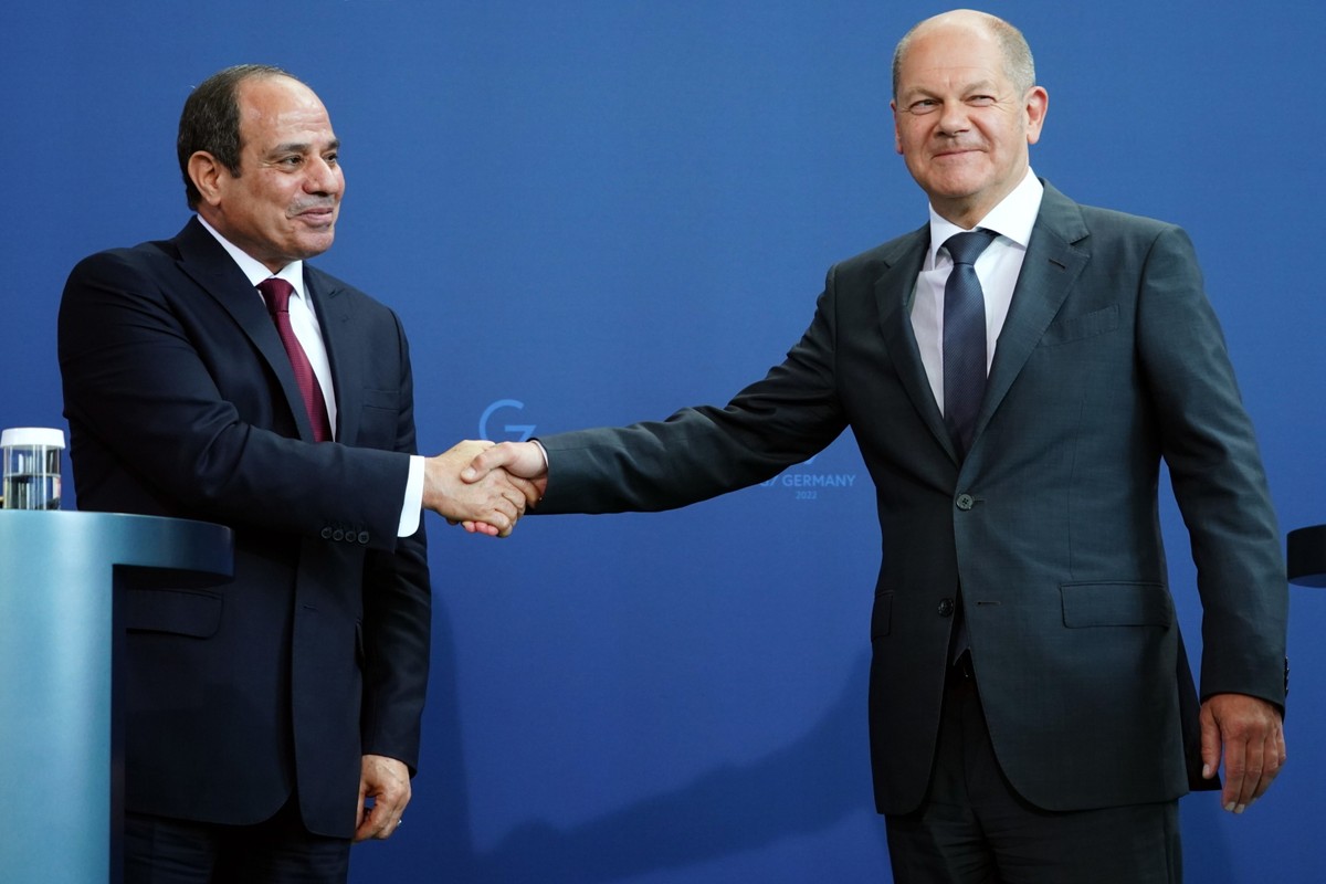 Kanclerz Niemiec Olaf Scholz i prezydent Egiptu Abdel Fattah al-Sisi