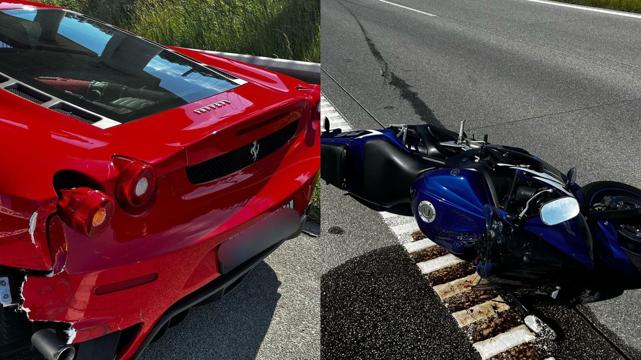 Wypadek na S7. Motocyklista uderzył w ferrari