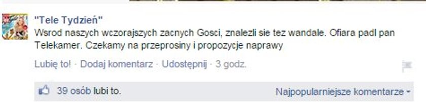 Organizatorzy Telekamer żalą się na facebooku