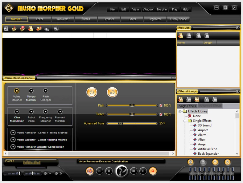 Główne okno programu do tworzenia, edytowania i miksowania muzyki - AV Music Morpher Gold