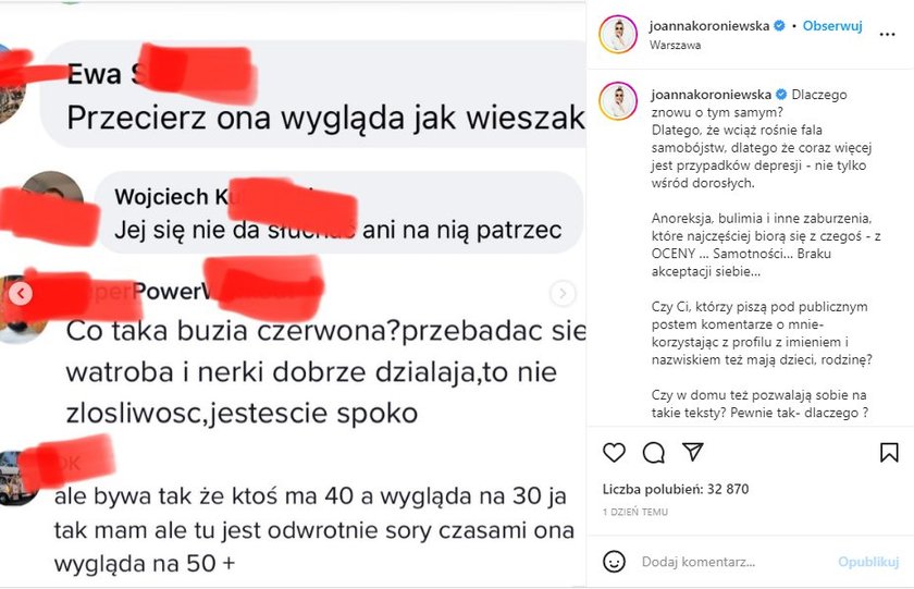 Koroniewska Zamieściła Wiadomości Od Hejterów Zobaczą To Wasze Dzieci 1974