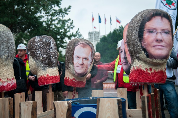 Protest związkowców z Solidarności w Warszawie. Fot. Maciek Suchorabski