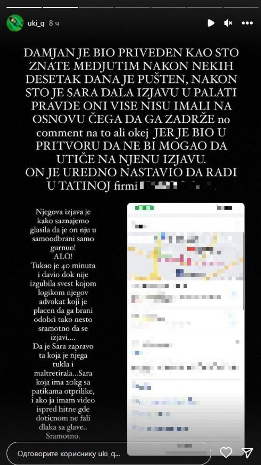 Objava Uki Q o sestri i zetu nasilniku