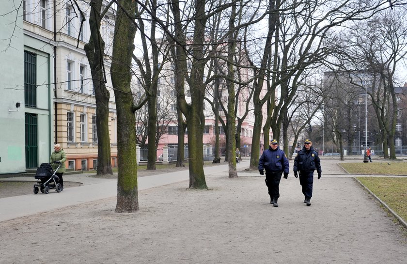 Patrol straży miejskiej w parku