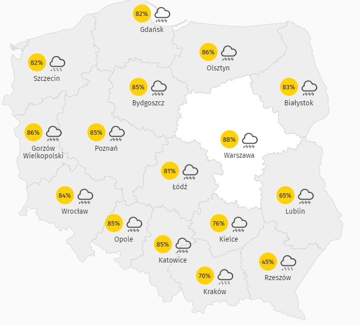 Zachmurzenie w Polsce. 12.06.2021