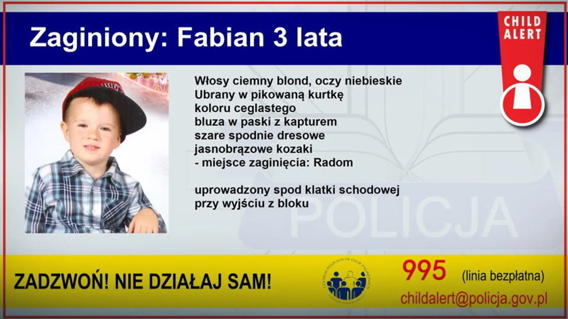 Znalazł się 3-letni Fabian. Chłopiec był u ojca