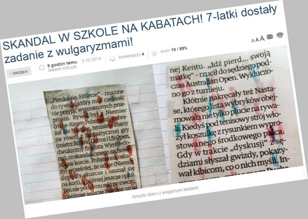 Tak ćwiczą dzieci w szkole na Kabatach. "Pie...l się Hitlerze" w zeszycie