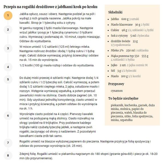 Przepis na rogaliki drożdżowe z jabłkami - FajneGotowanie.pl