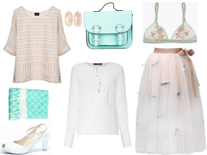 Bluzka – Tova/tova.pl, spódnica – CristinaEffe/cristinaeffe.com,  koszula – Hera/hera.pl, buty - Caprice/caprice.pl