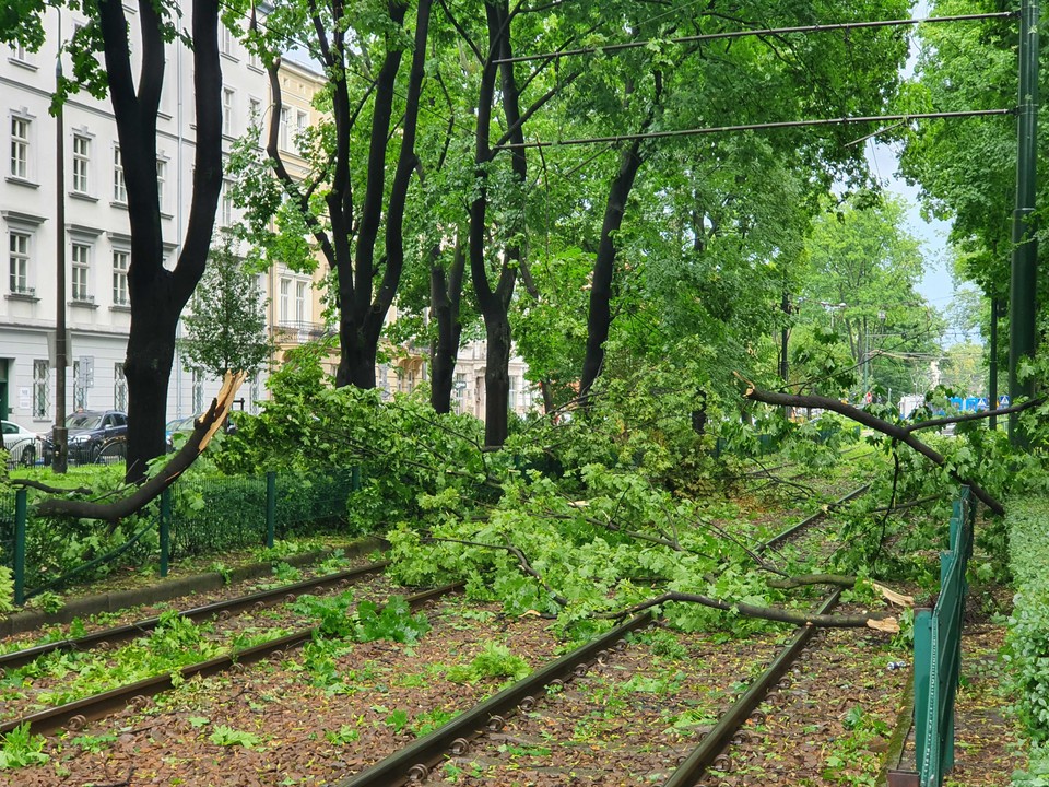 Kraków po ulewie. Ulica Dietla