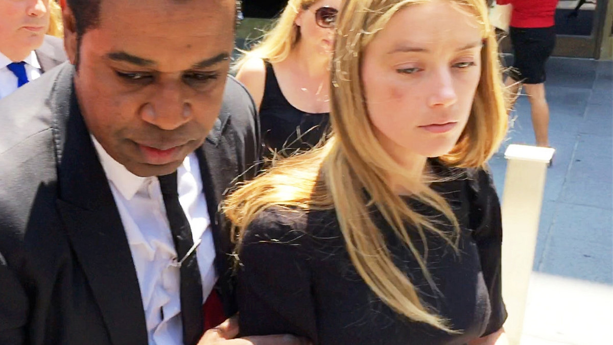 Actress Amber Heard leaves the Superior Court of Los Angeles in Los Angeles