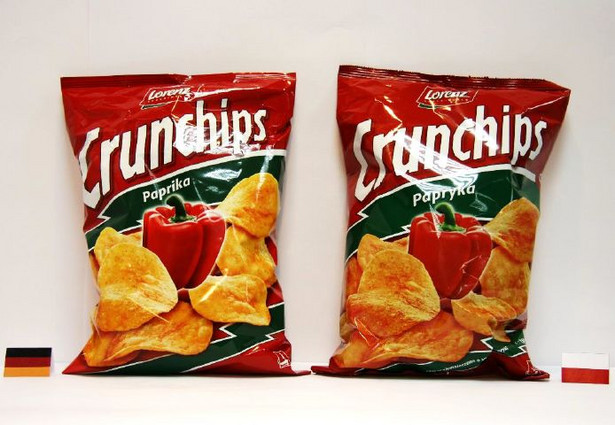 Chipsy sprzedawane w Niemczech i w Polsce. Źródło: Raport UOKiK