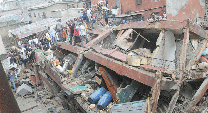 The collapsed building in Lagos