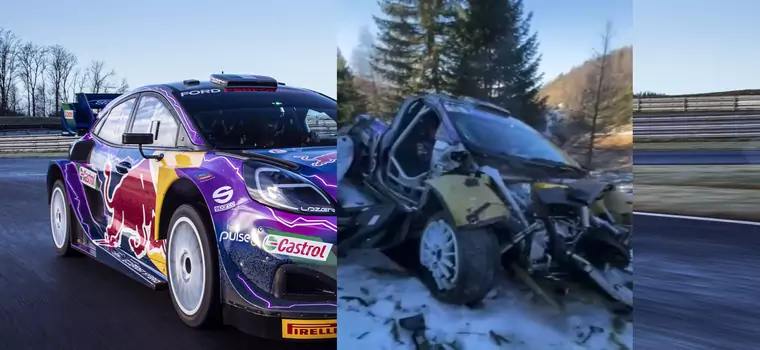 Auto WRC spadło w przepaść. Kierowcy sami wyszli z wraku 