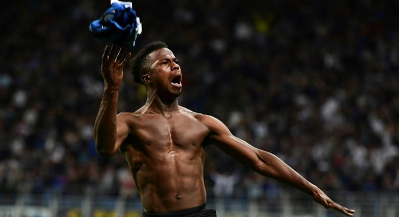 Keita Balde gave Inter a crucial lead against Empoli but earned a yellow card for removing his shirt