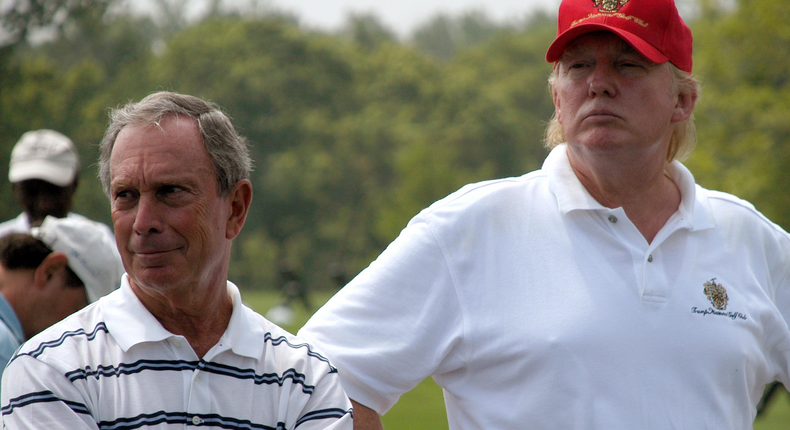 Mike Bloomberg and Donald Trump on golf course