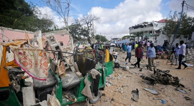 Tuesday's attack in Mogadishu came five days after another Shabaab assault on a pizza place, seen here, and a neighbouring restaurant which killed 18