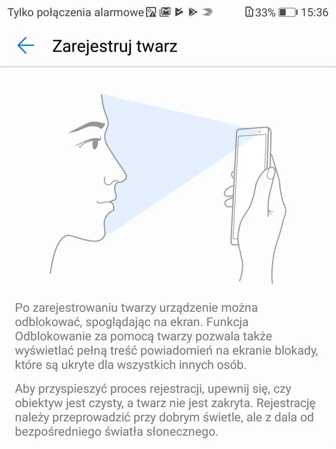 Face Unlock z Huawei Mate 10 Lite