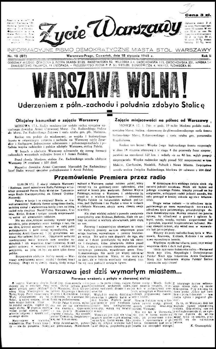 75 lat temu Wojsko Polskie wyzwoliło Warszawę