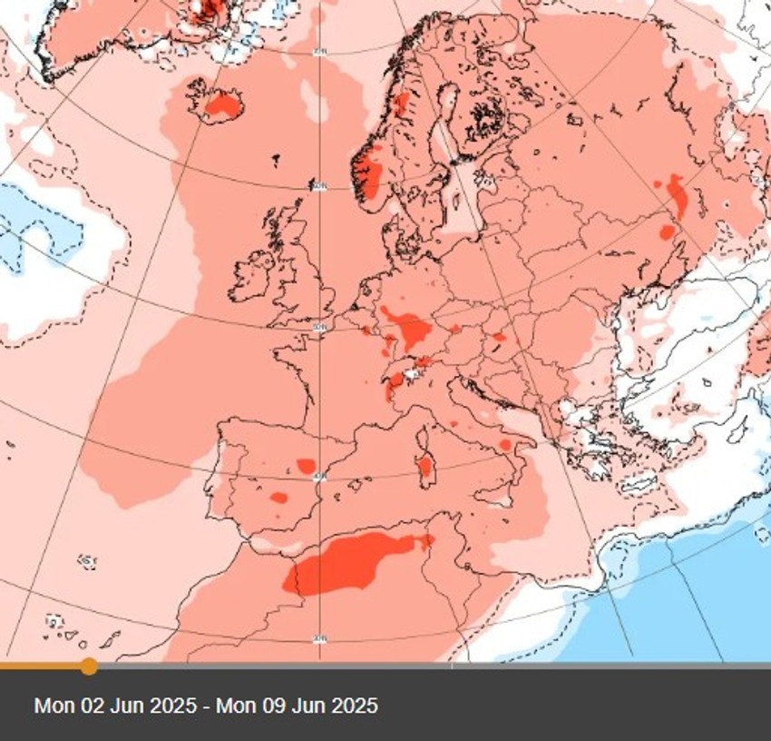 Toplotni talas prvo će zahvatiti zapad i jugozapad Evrope, a u trećoj dekadi juna i naš region