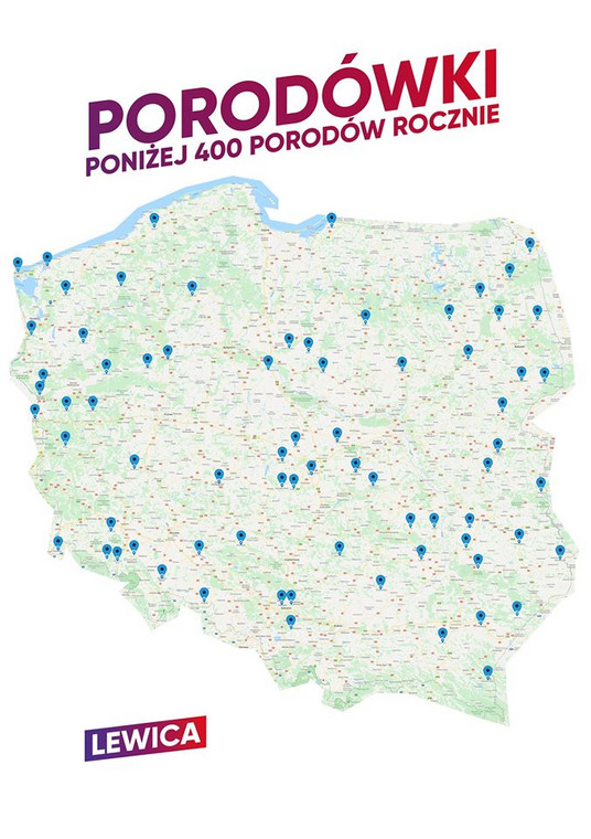 Mapa porodówek, które mogłyby zostać wygaszone