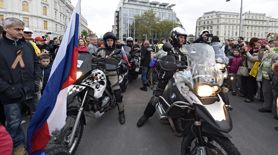 AUSTRIA NIGHT WOLVES RIDE (Members of the Night Wolves visit the Russian monument in Vienna)