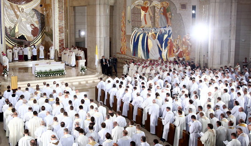 Msza święta pod przewodnictwem papieża Franciszka w sanktuarium Jana Pawła II w krakowskich Łagiewnikach.
