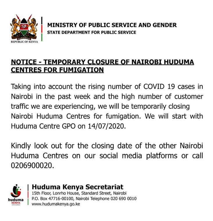 Why Nairobi Huduma Centres will be temporarily closed