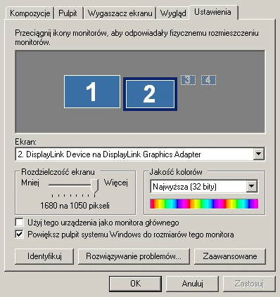 Maksymalna rozdzielczość, jaką mogliśmy uzyskać w Windows XP SP3 z użyciem EZ View+, to 1680×1050