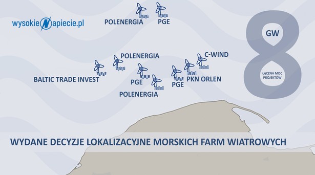 Lokalizacje farm wiatrowych