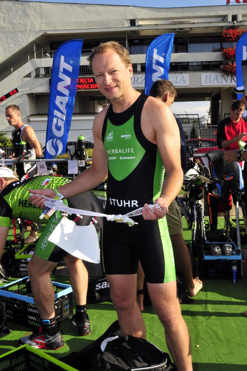 Maciej Stuhr na triathlonie w Gdyni