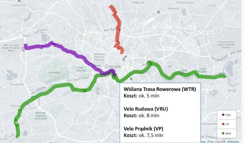 Trasy mające powstać w ramach Małopolskich Tras Rowerowych