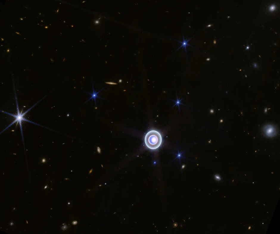 Uran na snimku uz pomoć teleskopa Veb od 21. decembra 2023.