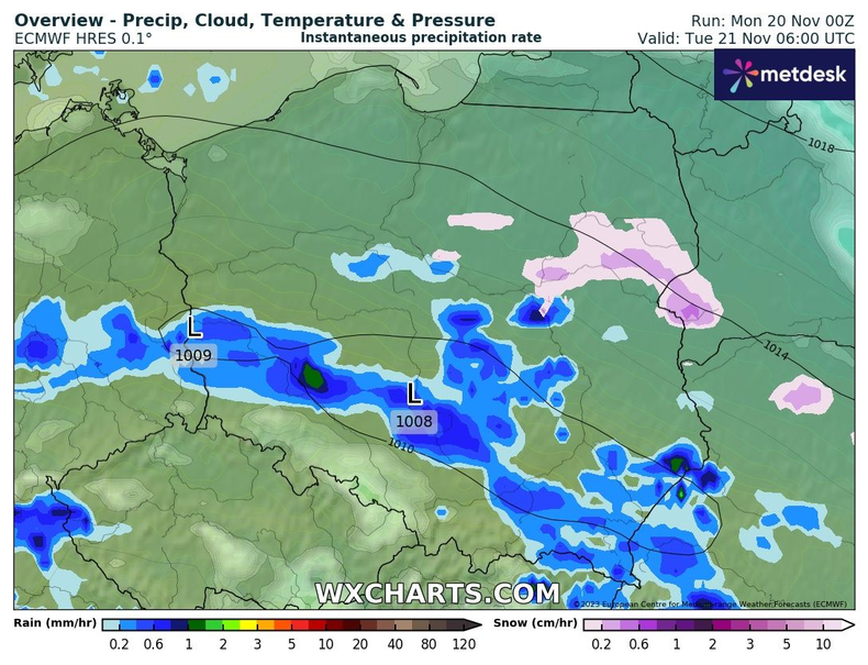 We wtorek deszcz zacznie przechodzić w śnieg