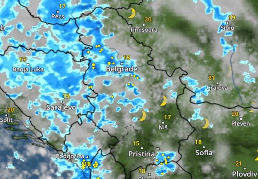 Kretanje nevremena u 4 sata