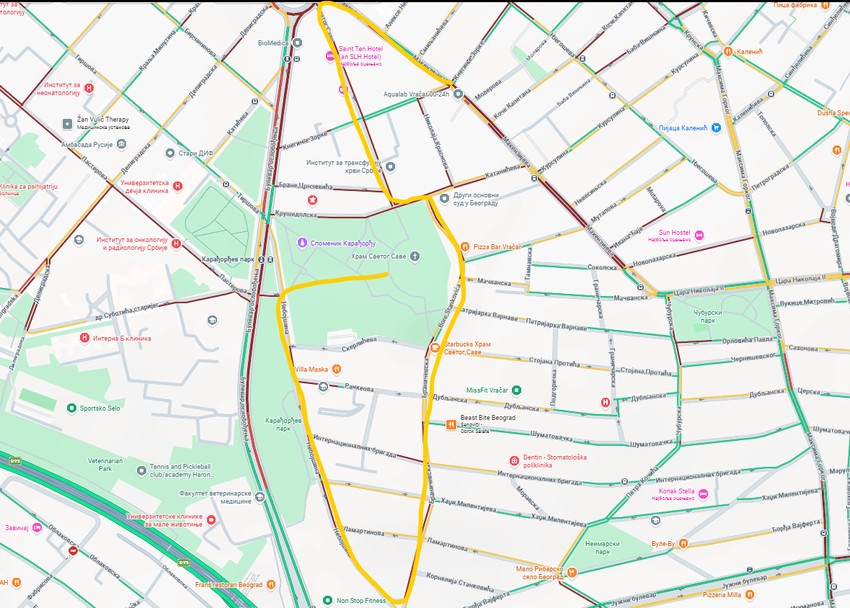 Mapa redova ispred Hrama Svetog Save