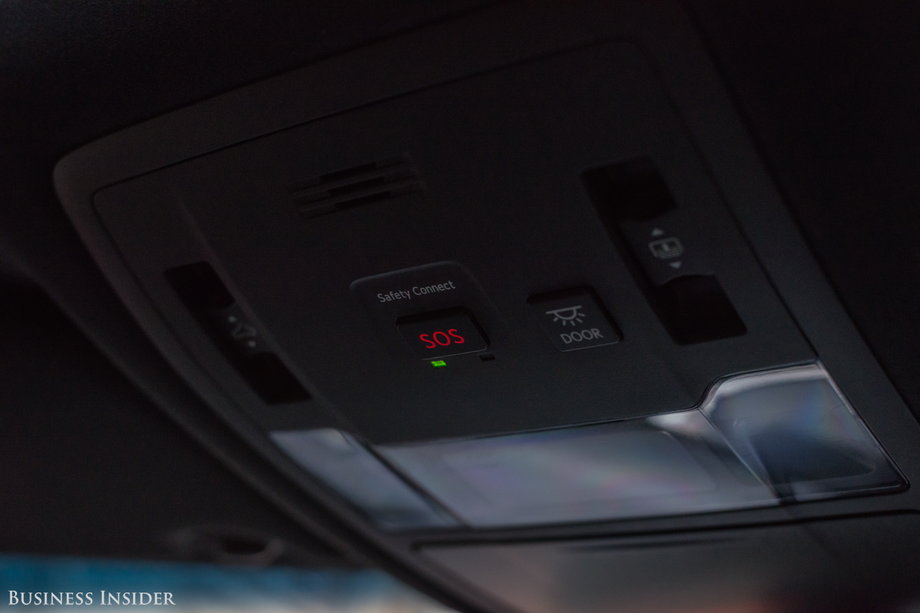 The SOS button can connect you with Lexus in an emergency. It's like General Motor's OnStar.