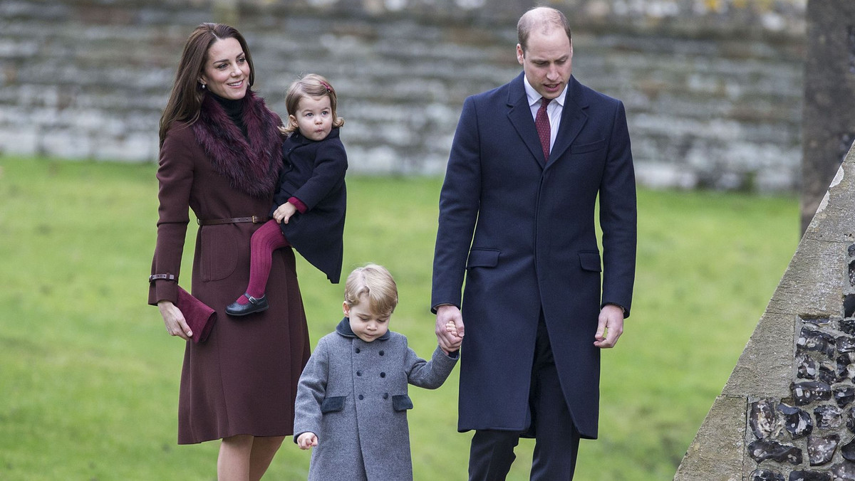 Książę William i księżna Kate z dziećmi (George i Charlotte) w kościele